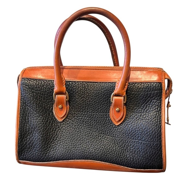 Dooney & Bourke All Weather Handbag Satchel Pebble Grain Black and Tan, 1980s - Picture 3 of 10
